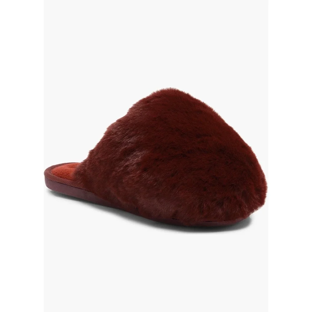 Free People Snowball Slipper Women Size 7 Cabernet Faux Fur Slides Maroon